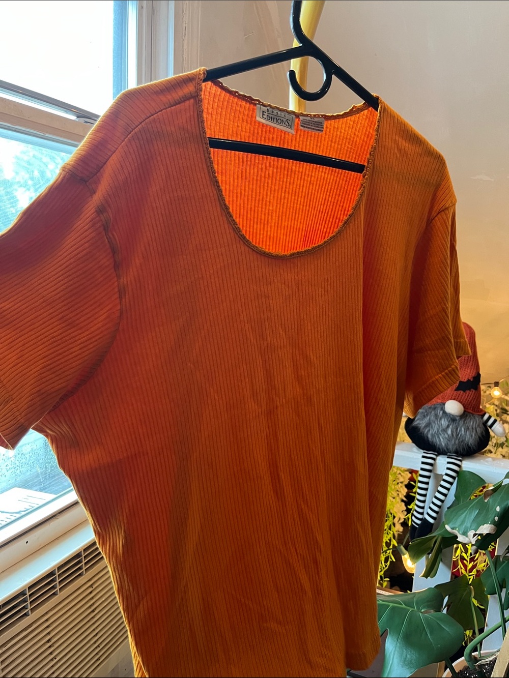 Basic Editions Orange Ribbed Short Sleeve Tee